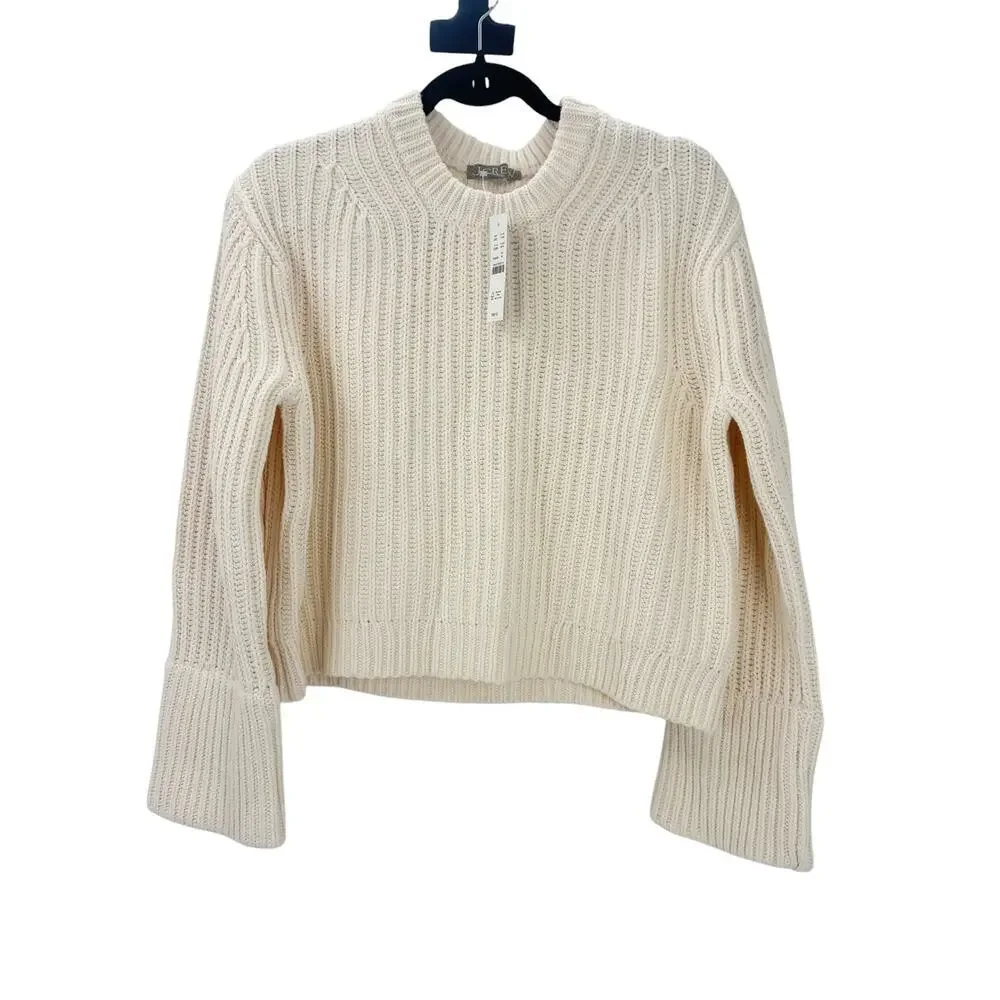 J. Crew Heritage Cotton Fisherman Crewneck Sweater Antique White Size XS NWT